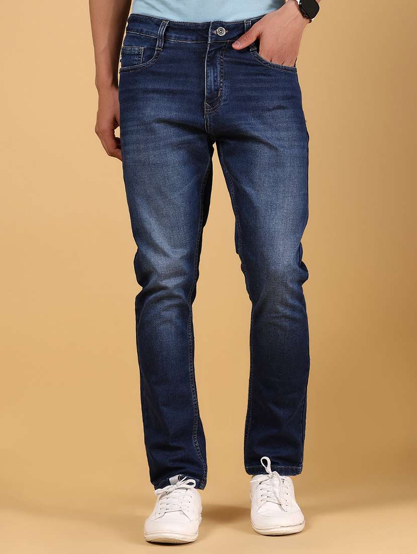 men solid mid rise slim fit jean