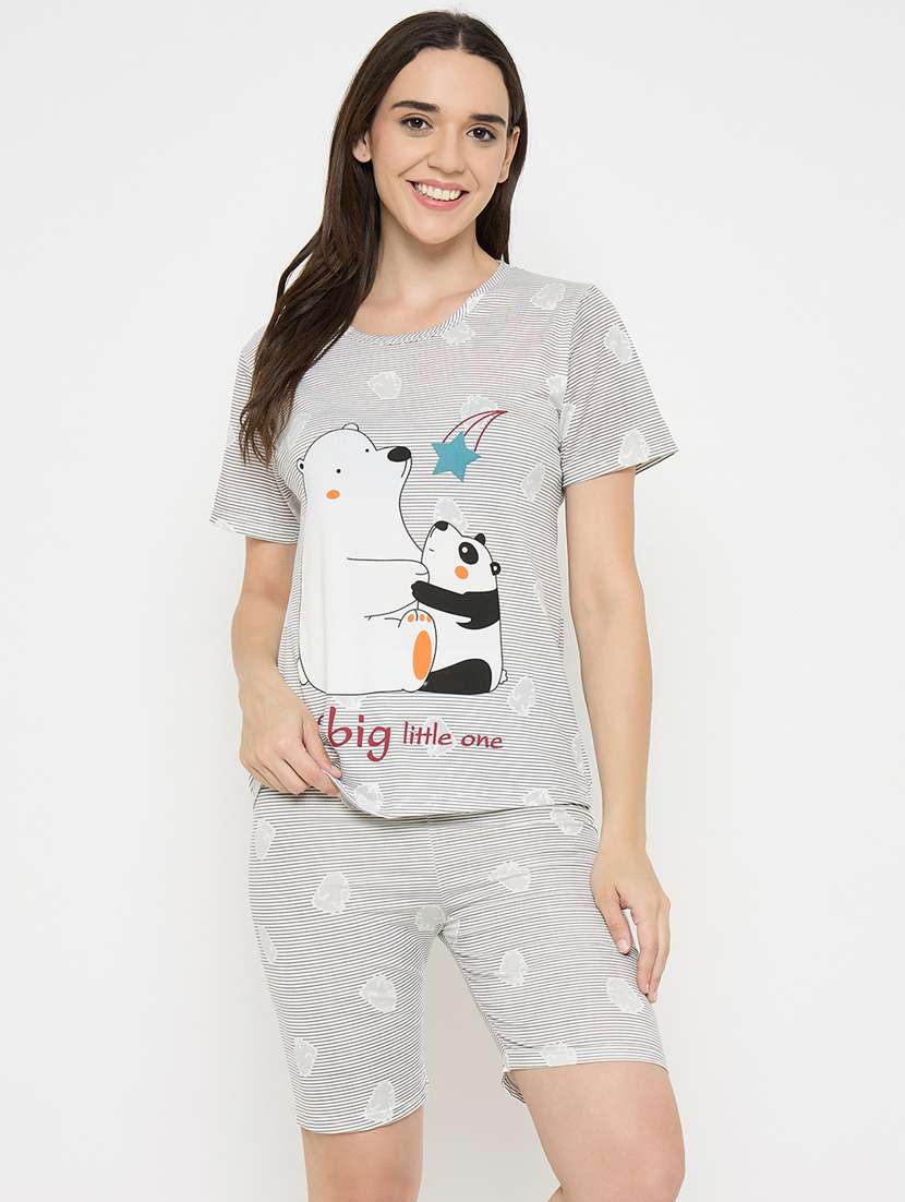 women printed nightwear shorts set