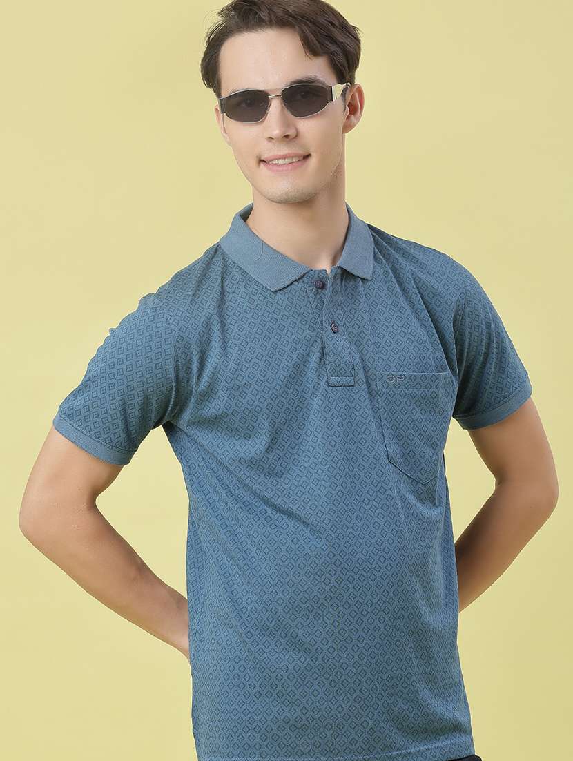 men printed short sleeve regular fit polo t-shirt