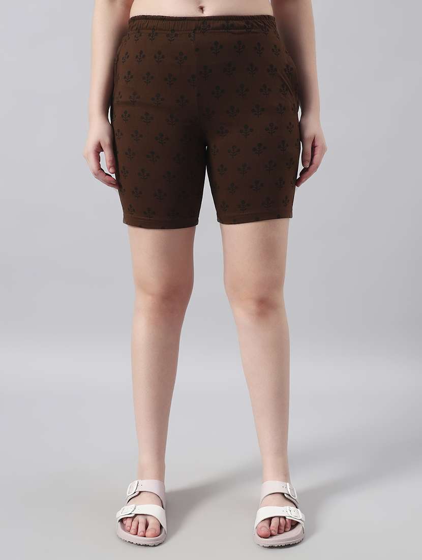 women printed mid rise loung wear shorts