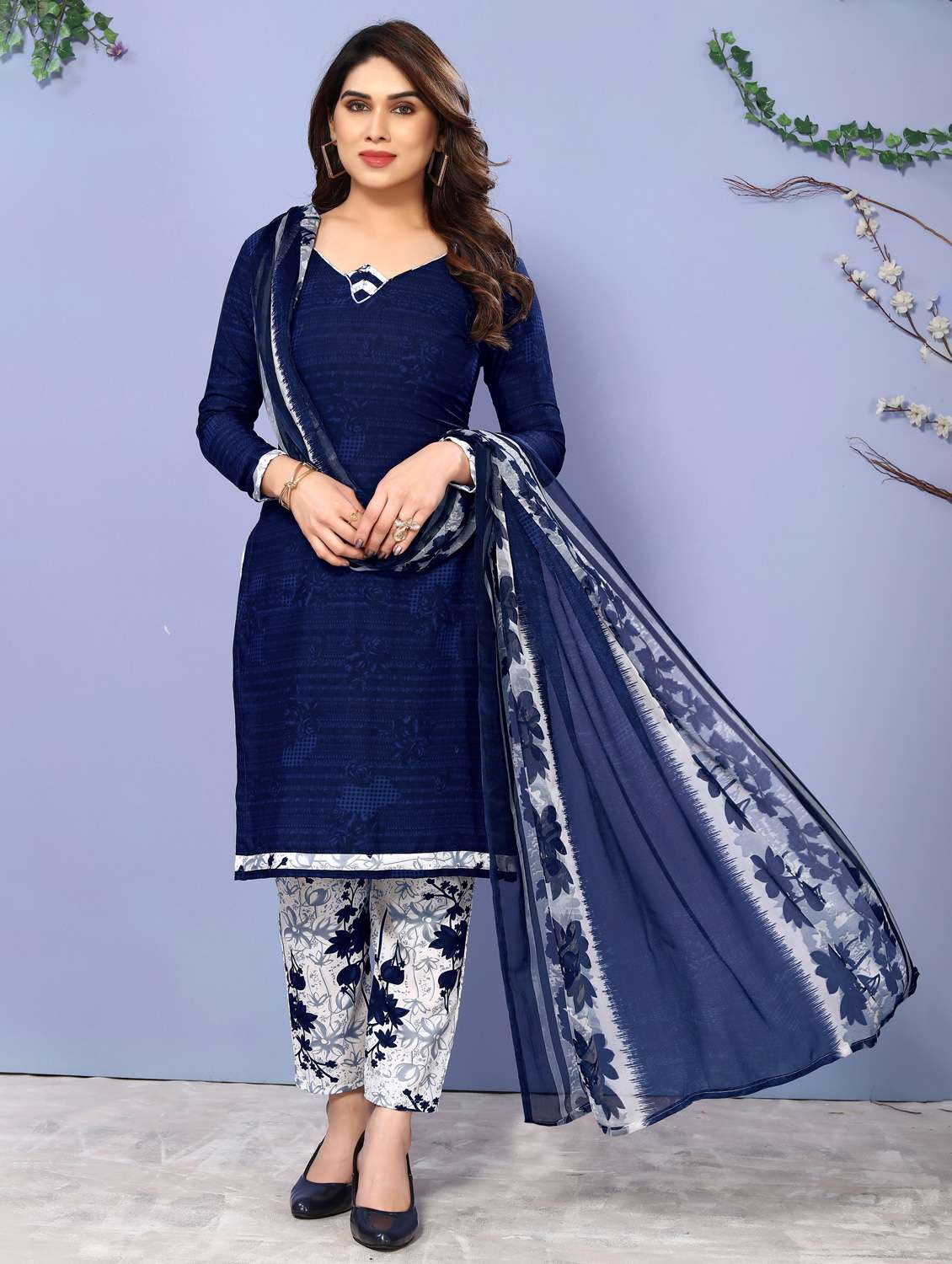 women printed unstitched suit set