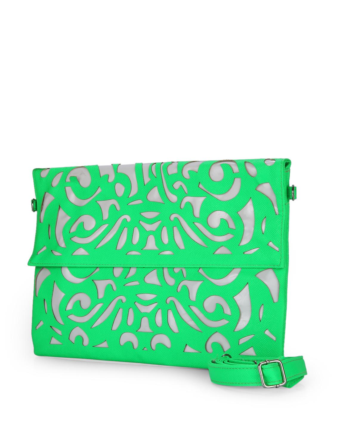 Oversized Green Cutwork Clutch - 44925 - Zoom Image - 6