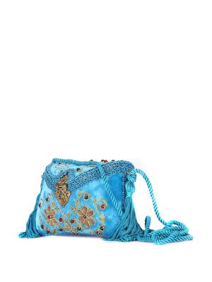 Rich Blue Velvet Box Clutch - 44952 - Standard Image - 6