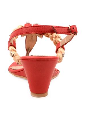 Red Wedge Sandals - 57609 - Standard Image - 3