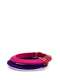 Pink and Purple Wooden Bangles (Set of 2) - Eesha Zaveri; Jewellery By Design