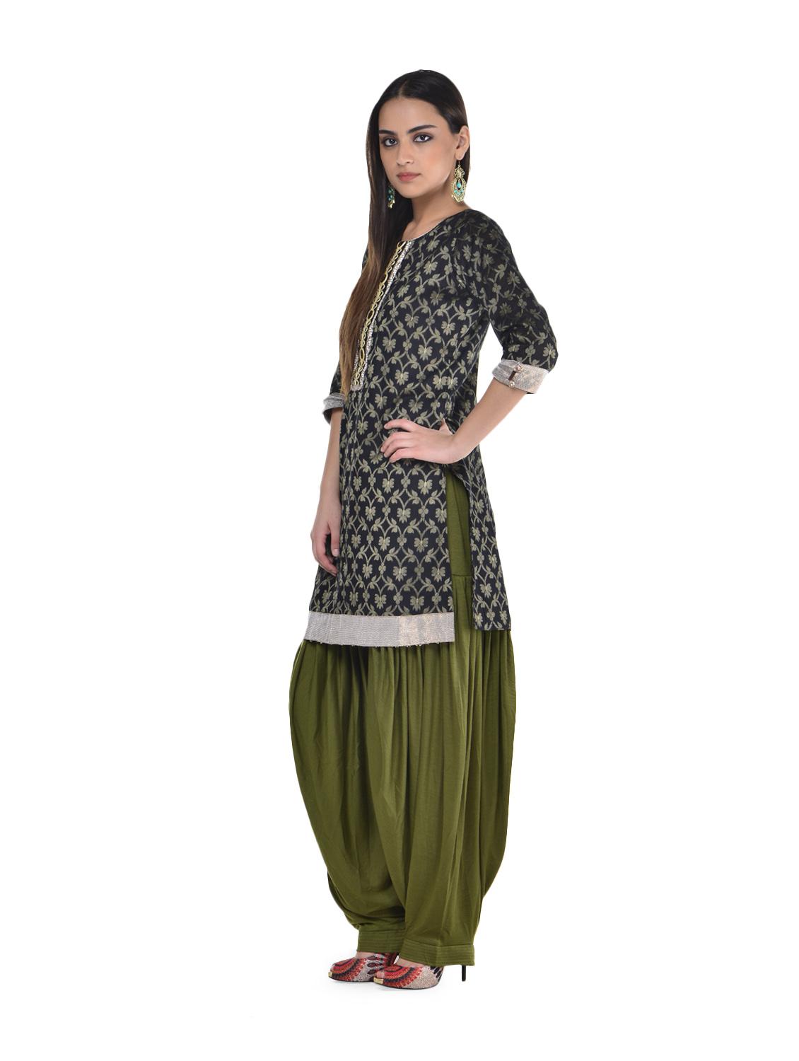 mehendi green cotton patiala salwar - 69496 - Zoom Image - 3