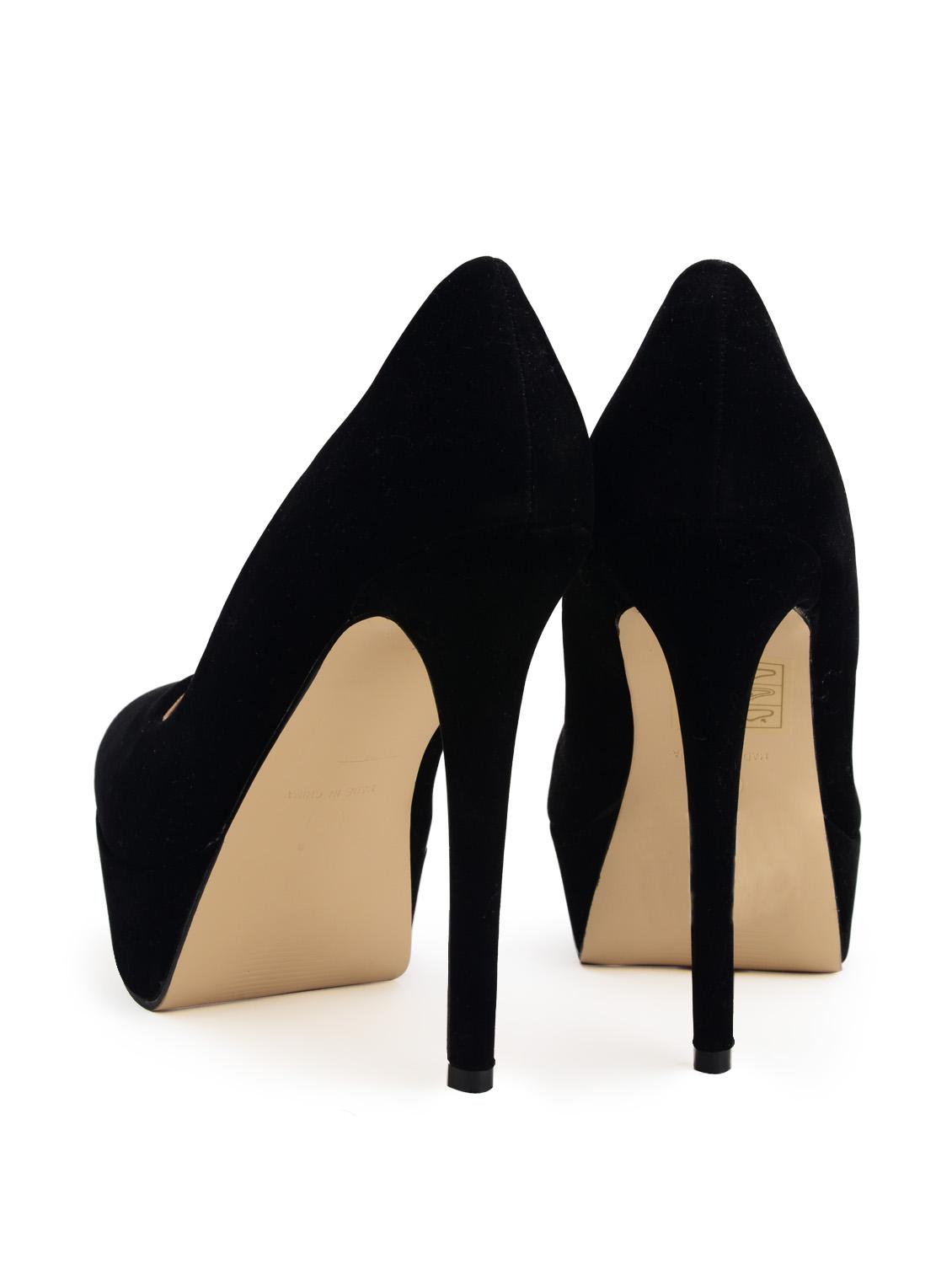 Black Faux Suede Pumps - 7249 - Zoom Image - 3