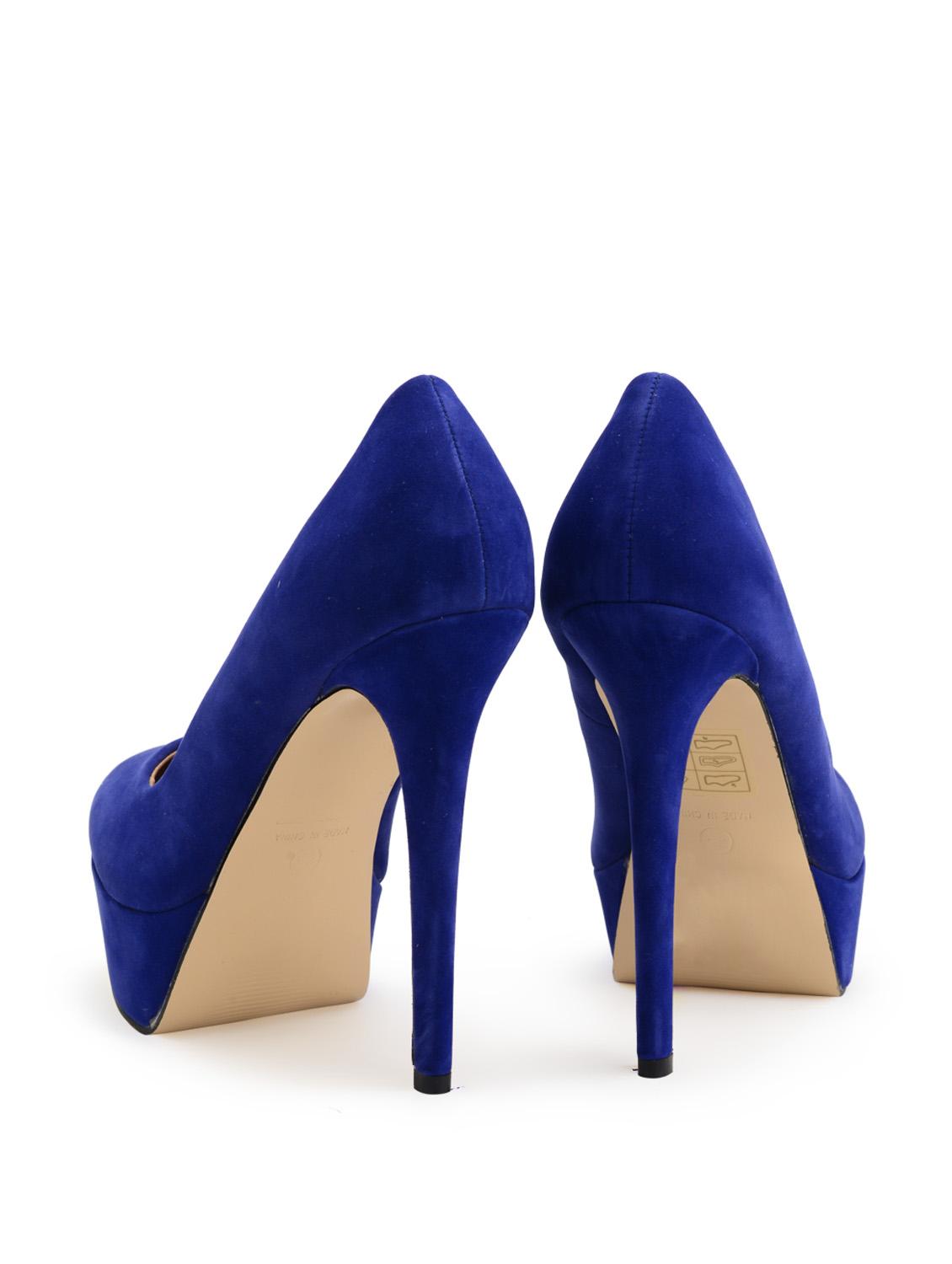 Royal Blue Faux Suede Pumps - 7250 - Zoom Image - 3