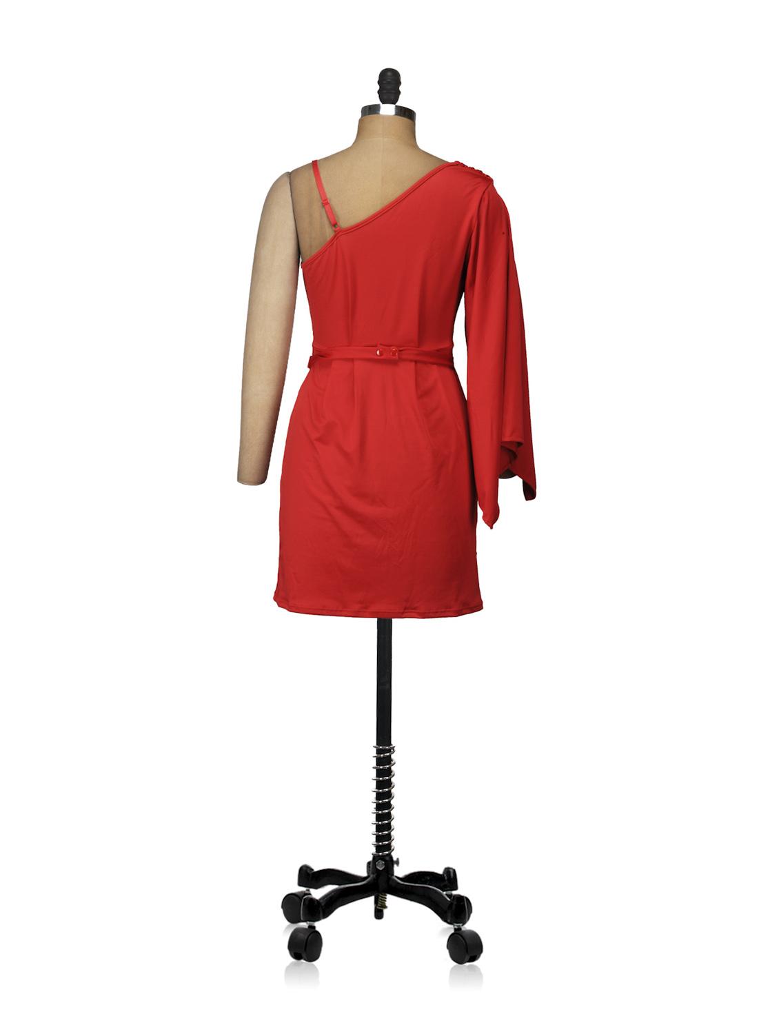 asymmetrical folds red party dress - 854710 - Zoom Image - 3