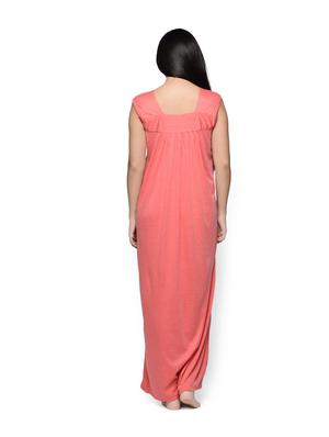 lace trimmed pink floor-length nightwear - 85677 - Standard Image - 3