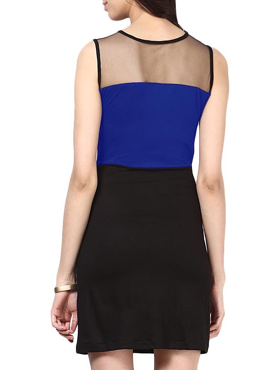 color block sheer panel sheath dress - 886295 - Zoom Image - 3