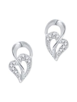 heart design rhodium plated pendant set with earrings - 897632 - Standard Image - 3