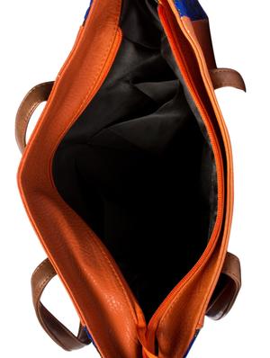 stylish orange tote with bright blue sides - 901997 - Standard Image - 3
