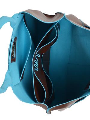 brown tote bag with blue handles - 905470 - Standard Image - 3