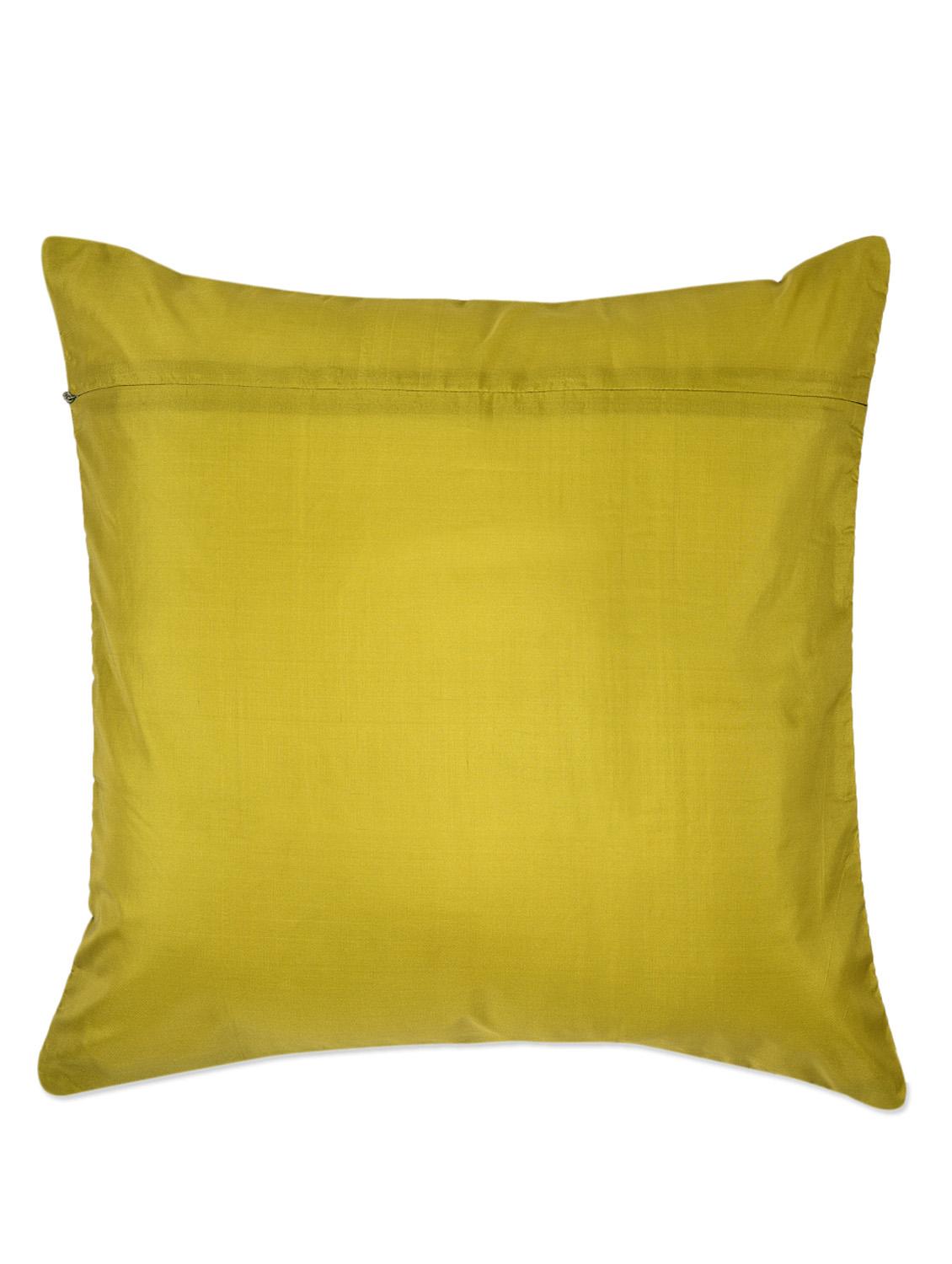 sap green cushion cover with brocade - 907701 - Zoom Image - 3
