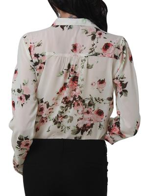gather detail floral shirt - 909982 - Standard Image - 3