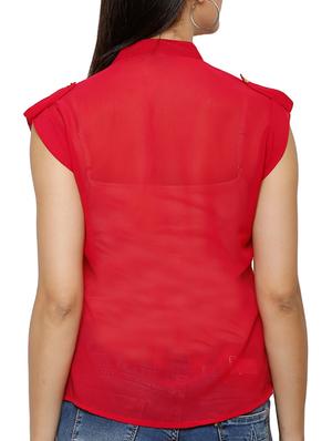 graceful red georgette shirt - 920503 - Standard Image - 3