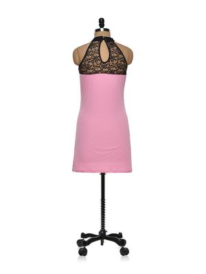 Pink halter dress with mesh inserts - 933090 - Standard Image - 3