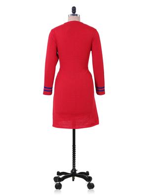 Red And Blue Winter woolen kurta - 937252 - Standard Image - 3