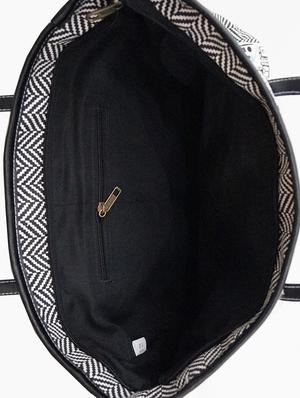 white printed canvas shopping bag with leatherette strap - 9543470 - Standard Image - 3