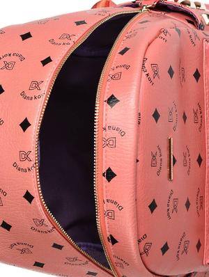 peach printed and studded faux leather backpack - 9545563 - Standard Image - 3