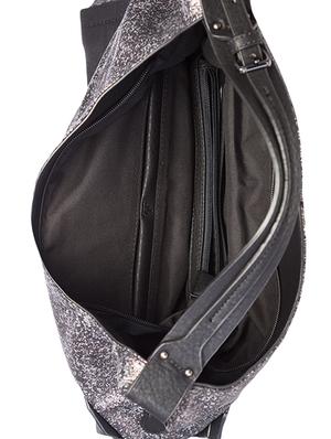 black textured leatherette hobo bag - 9545971 - Standard Image - 3