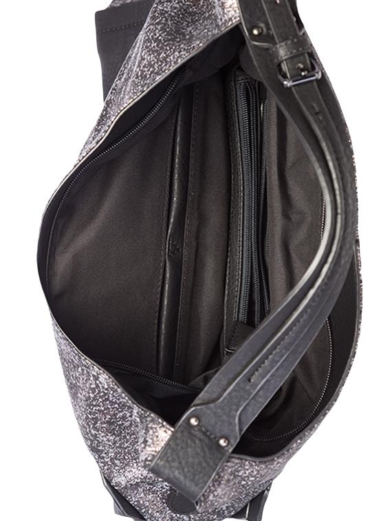 black textured leatherette hobo bag - 9545971 - Zoom Image - 3