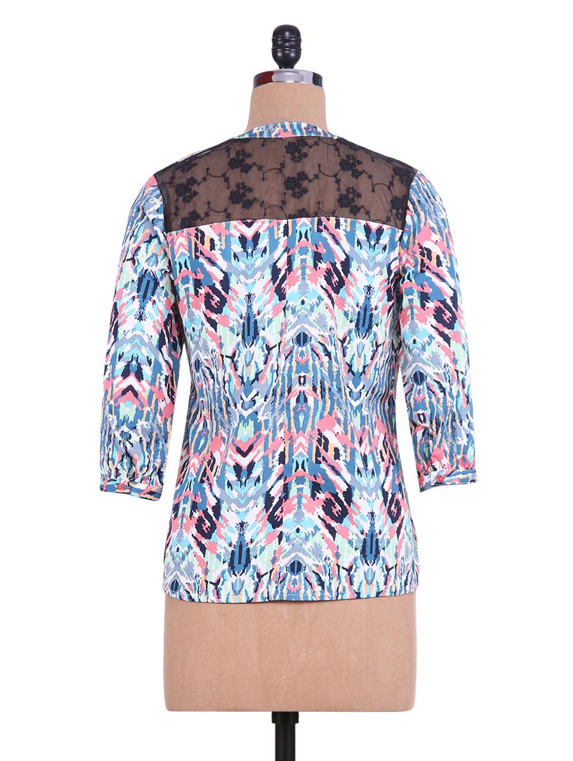 embroidered lace panel button-up Top - 9552365 - Zoom Image - 3