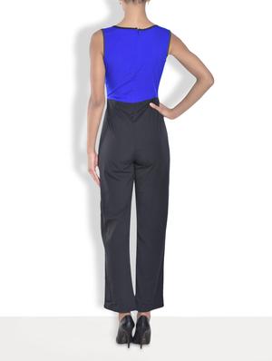 black and blue crepe jumpsuit - 9557935 - Standard Image - 3