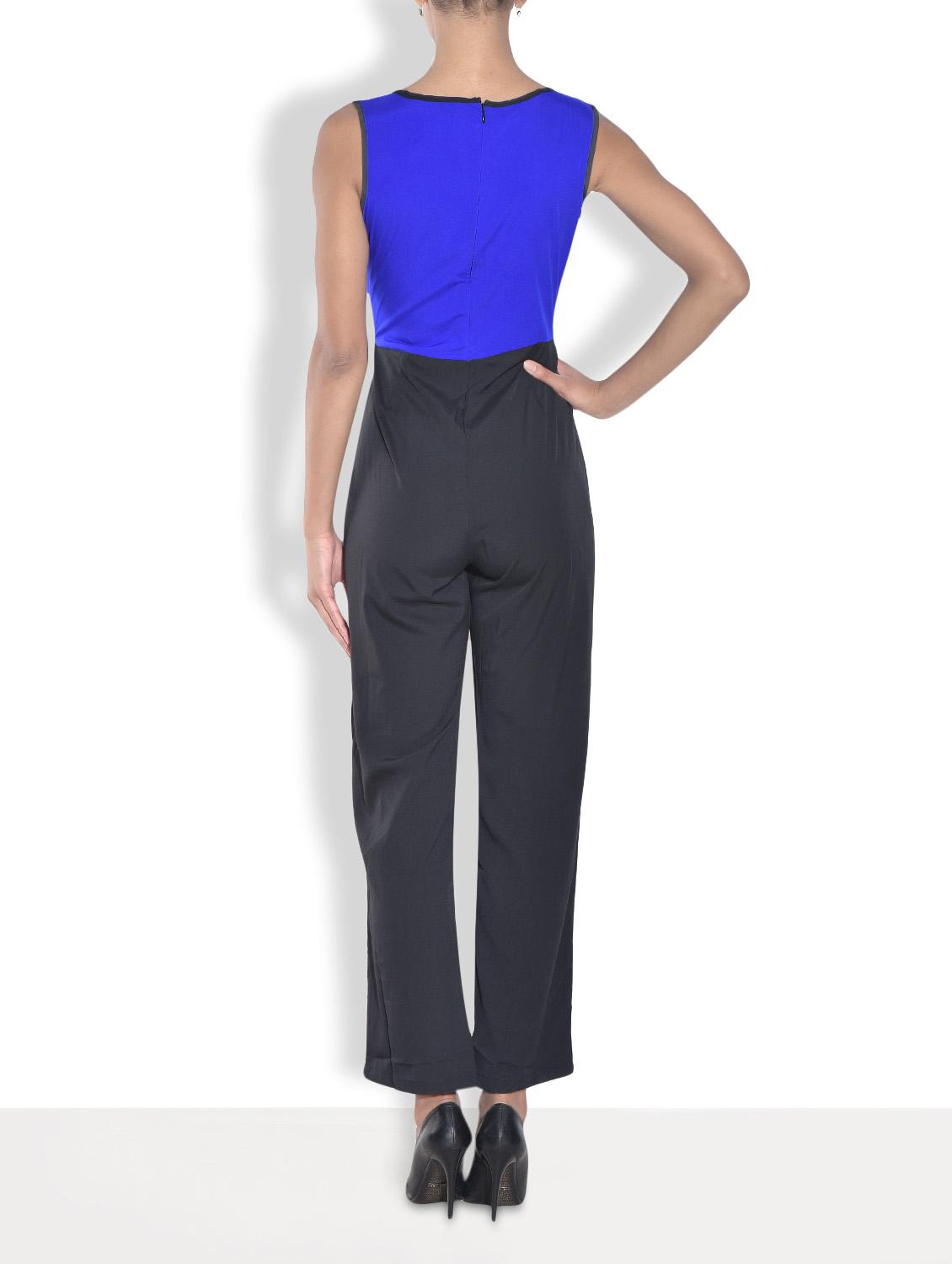 black and blue crepe jumpsuit - 9557935 - Zoom Image - 3