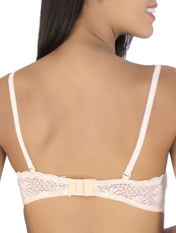 Beige Laced Printed Demi Bra - 9559212 - Zoom Image - 3