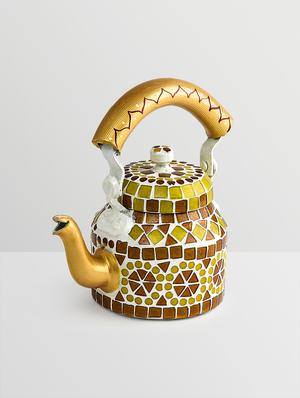 multicolored mosaic painted aluminum kettle - 9559743 - Standard Image - 3