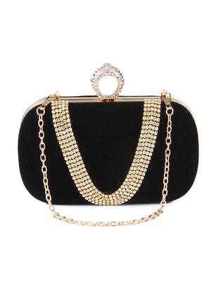 black velvet embellished clutch - 9566790 - Standard Image - 6