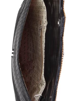 black faux leather embellished sling clutch - 9566798 - Standard Image - 3