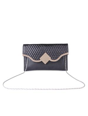 black faux leather embellished sling clutch - 9566798 - Standard Image - 6