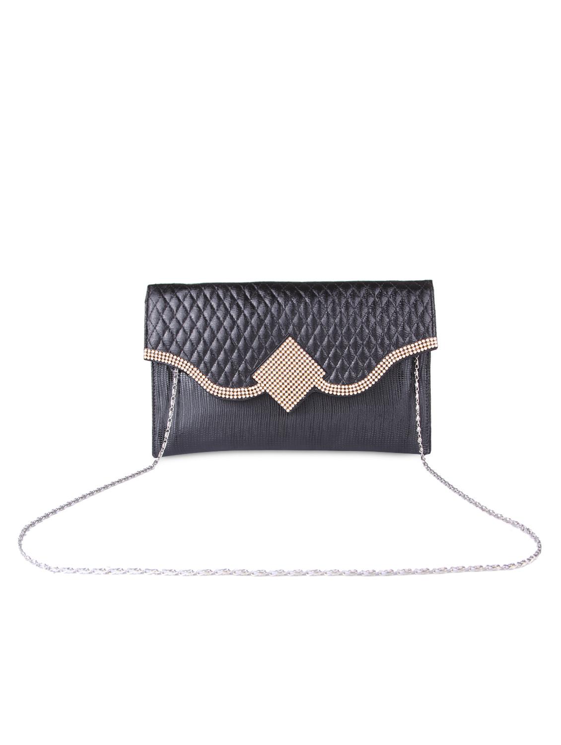black faux leather embellished sling clutch - 9566798 - Zoom Image - 6