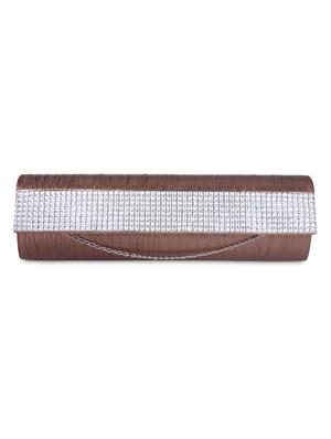 brown silk embellished sling clutch - 9566811 - Standard Image - 6