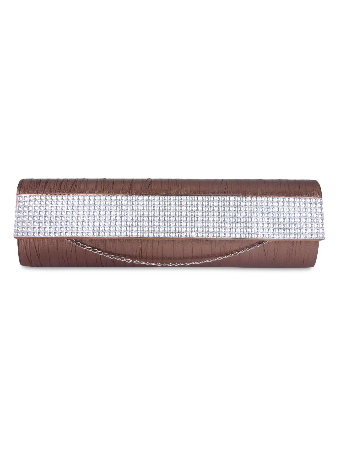 brown silk embellished sling clutch - 9566811 - Zoom Image - 6