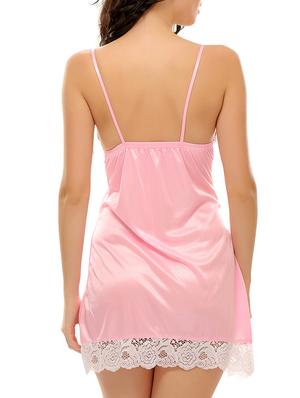 pink satin plain night dress - 9568177 - Standard Image - 3