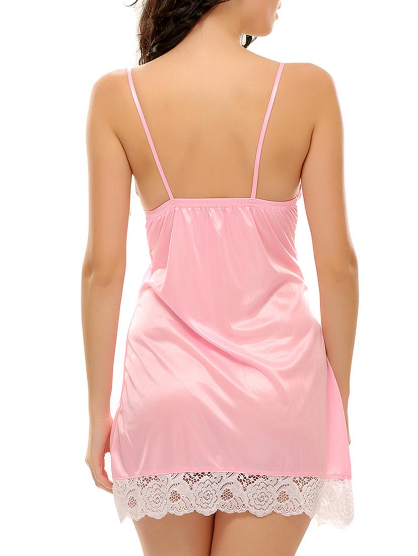 pink satin plain night dress - 9568177 - Zoom Image - 3