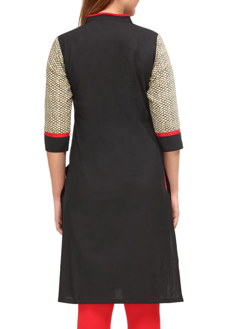 printed black cotton kurta - 9569947 - Zoom Image - 3