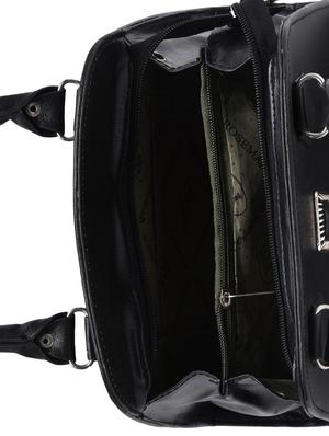 embellished black faux leather bowler handbag - 9590480 - Standard Image - 3