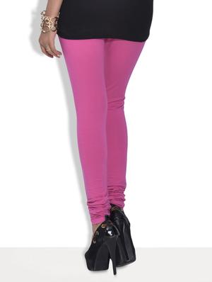 Pink Cotton And Spandex Churidar Leggings - 9592292 - Standard Image - 3