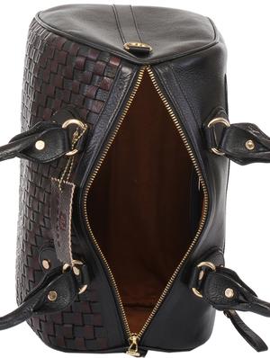 black and brown textured leather handbag - 9601577 - Standard Image - 3