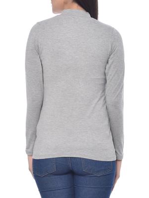 grey viscose spandex long neck top - 9612248 - Standard Image - 3