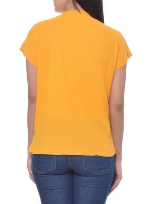 yellow viscose crepe long neck kimono top - 9612253 - Standard Image - 3