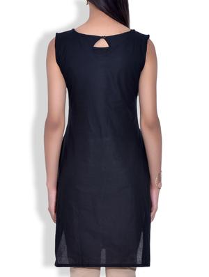black cotton straight kurta - 9620848 - Standard Image - 3