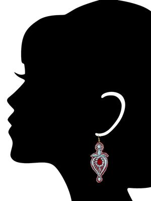 red and blue cotton embroidered earrings - 9620975 - Standard Image - 3