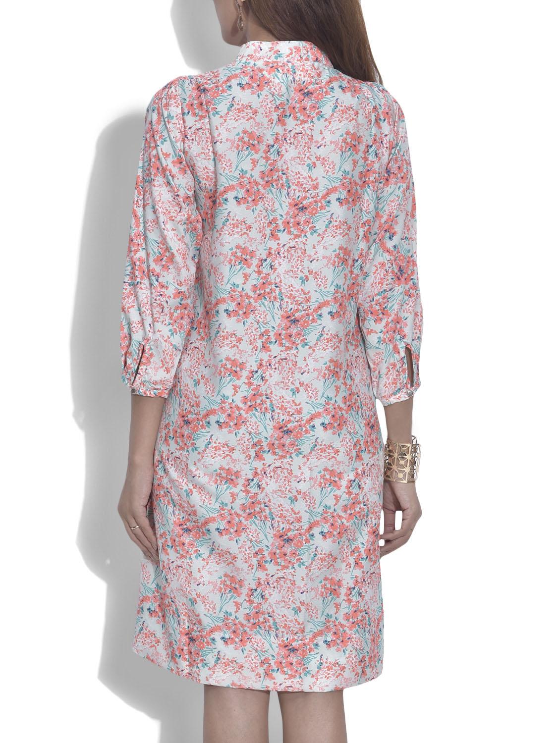 multicoloured printed polycrepe tunic - 9622118 - Zoom Image - 3