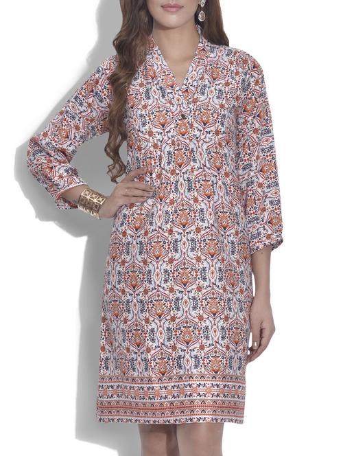 multicoloured printed polycrepe tunic - 9622119 - Standard Image - 1